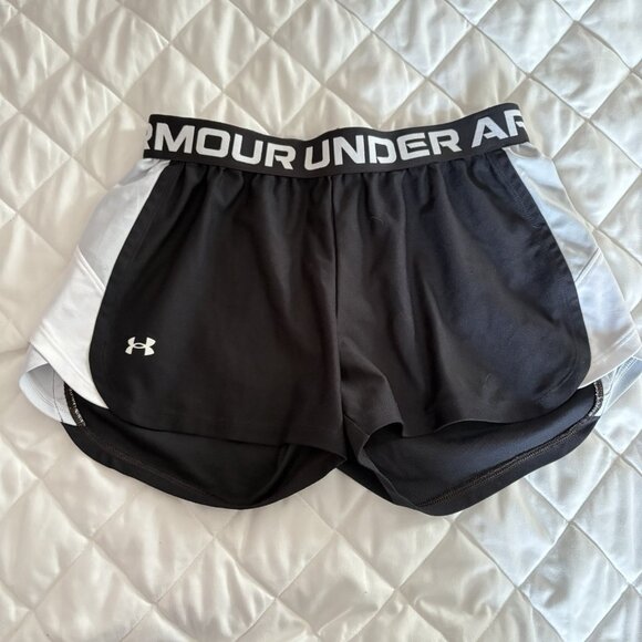 Under Armour Womens Size Small Black Elastic Waist Play Up Shorts Running Loose - Picture 1 of 6